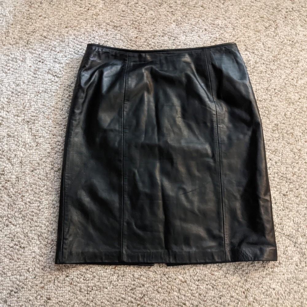 Vintage Lambskin Leather Black Mini Skirt